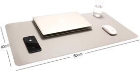 img 3 attached to 🖊 Premium Non-Slip PU Leather Writing Desk Pad Protector – Waterproof Office & Home Desk Mat, Mouse Pad, Laptop Desk Pad (Grey) – 31.5" x 15.7