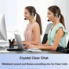 img 3 attached to Crystal Clear Chat: USB Headset with Noise Cancelling Microphone, Stereo Computer Headphones for PC Laptop SoftPhone Skype Business Call Center Office - Audio Controls, Ultra Comfort