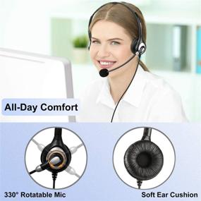 img 2 attached to Crystal Clear Chat: USB Headset with Noise Cancelling Microphone, Stereo Computer Headphones for PC Laptop SoftPhone Skype Business Call Center Office - Audio Controls, Ultra Comfort