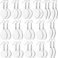 assorted shapes 32-piece sublimation earring blank heat transfer wire hooks earrings unfinished wood teardrop earring pendants with earring hooks - ideal for diy jewelry crafts logo