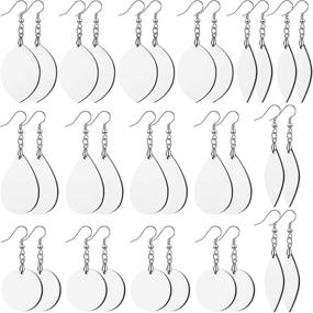 img 4 attached to Assorted Shapes 32-Piece Sublimation Earring Blank Heat Transfer Wire Hooks Earrings Unfinished Wood Teardrop Earring Pendants with Earring Hooks - Ideal for DIY Jewelry Crafts