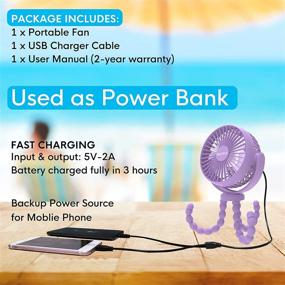 img 3 attached to ⚙️ Flexible Tripod Clip-On Small Fan with 10000mAh Battery, Portable Stroller Fan for Baby Stroller/Carseat/Golf Cart/Camping/Travel, Handheld Personal Cooling Fan, Doubles as Power Bank
