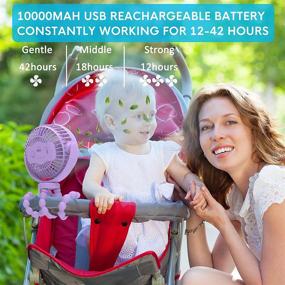 img 2 attached to ⚙️ Flexible Tripod Clip-On Small Fan with 10000mAh Battery, Portable Stroller Fan for Baby Stroller/Carseat/Golf Cart/Camping/Travel, Handheld Personal Cooling Fan, Doubles as Power Bank