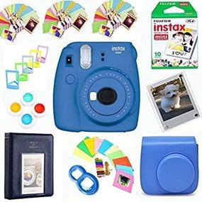 img 2 attached to 📷 Fujifilm Instax Mini 9 Film Camera Cobalt Blue Bundle: Includes Film Pack, Case, Filters, Selfie Lens, Album, Frames & Stick-on Frames