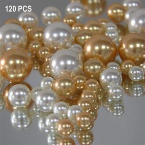 img 2 attached to 💎 WELMATCH Gold Ivory Pearl Vase Fillers - 120 pcs 1 LB Faux Pearl Beads 14mm 20mm 30mm Assorted with 8000 pcs Clear Water Beads Included for Home Wedding Event Decoration (Gold, Ivory)