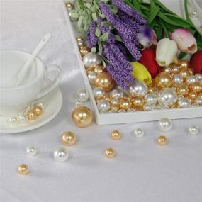 img 1 attached to 💎 WELMATCH Gold Ivory Pearl Vase Fillers - 120 pcs 1 LB Faux Pearl Beads 14mm 20mm 30mm Assorted with 8000 pcs Clear Water Beads Included for Home Wedding Event Decoration (Gold, Ivory)