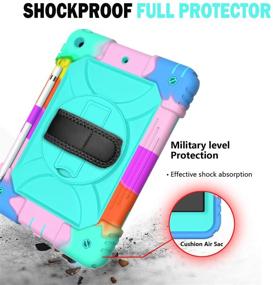 img 1 attached to 🔹 Rugged Shockproof iPad 10.2 Case for Kids - iPad 9th/8th/7th Generation 2021 10.2 Inch - Drop Protection Cover with Stand, Pencil Holder, Hand Shoulder Strap - Turquoise