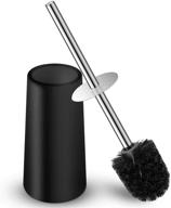 🚽 black toilet brush and holder set - ergonomic, durable with 304 stainless steel long handle - elegant bathroom toilet bowl brush logo