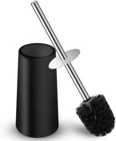 img 4 attached to 🚽 Black Toilet Brush and Holder Set - Ergonomic, Durable with 304 Stainless Steel Long Handle - Elegant Bathroom Toilet Bowl Brush