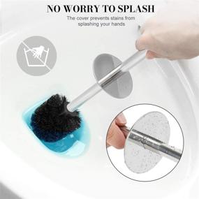 img 2 attached to 🚽 Black Toilet Brush and Holder Set - Ergonomic, Durable with 304 Stainless Steel Long Handle - Elegant Bathroom Toilet Bowl Brush