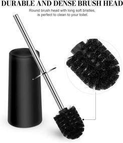 img 1 attached to 🚽 Black Toilet Brush and Holder Set - Ergonomic, Durable with 304 Stainless Steel Long Handle - Elegant Bathroom Toilet Bowl Brush