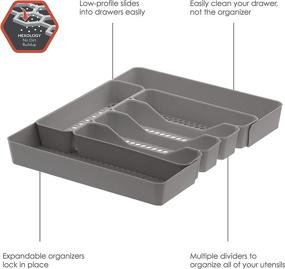 img 3 attached to 🔲 Spectrum Diversified Hexa 5-Divider Silverware Drawer Organizer: Buildup-Resistant & Expandable with Locking Wings for Modern Kitchen Storage in Stone Gray