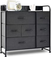 7-drawer fabric dresser storage tower with sturdy steel frame, wood top & handles for bedroom, hallway, entryway, closets логотип