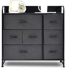 img 3 attached to 7-Drawer Fabric Dresser Storage Tower with Sturdy Steel Frame, Wood Top & Handles for Bedroom, Hallway, Entryway, Closets