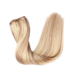 img 3 attached to 💇 20-inch ChicFusion Human Hair Extensions Clip in – Light Blonde Highlights with Golden Blonde Blend, 120g, Full Ends Included