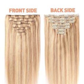 img 2 attached to 💇 20-inch ChicFusion Human Hair Extensions Clip in – Light Blonde Highlights with Golden Blonde Blend, 120g, Full Ends Included