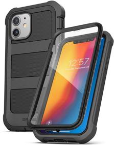 img 1 attached to 📱 Чёрный чехол Falcon Armor для iPhone 12 Mini - защитный чехол с встроенным защитным стеклом и клип-футляром для пояса - максимальная защита и удобный крепеж.