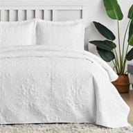 hansleep lightweight quilt set - white full/queen bedding coverlet for all season use - comforter bedspread - decorative bed cover logo
