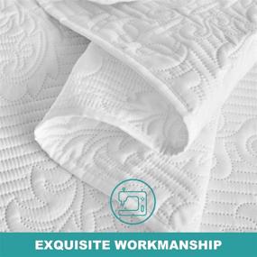img 1 attached to Hansleep Lightweight Quilt Set - White Full/Queen Bedding Coverlet for All Season Use - Comforter Bedspread - Decorative Bed Cover