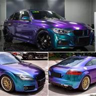 🚗 enhance your car's aesthetic with atmomo purple blue chameleon glossy vinyl car wrap sticker logo