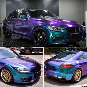 img 4 attached to 🚗 Enhance Your Car's Aesthetic with ATMOMO Purple Blue Chameleon Glossy Vinyl Car Wrap Sticker