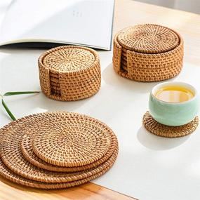 img 1 attached to 🎨 Artisanal Handcrafted Natural Coasters: Elevate Your Kitchen Décor with Creative Style