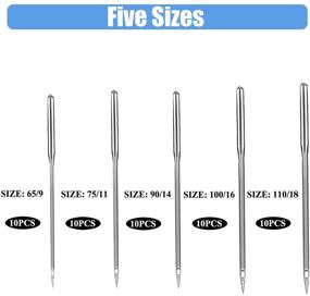 img 2 attached to 🧵 Sewing Machine Needles 50-Pack, Universal Regular Point for Singer, Brother, Janome, Varmax - Sizes HAX1 65/9, 75/11, 90/14, 100/16, 110/18