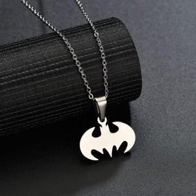 img 3 attached to 🦇 RZCXBS Unisex Lightweight Surgical Stainless Steel Batman Necklace Charm - Bat Man Insect Pendant