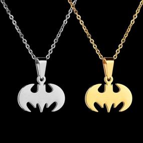 img 2 attached to 🦇 RZCXBS Unisex Lightweight Surgical Stainless Steel Batman Necklace Charm - Bat Man Insect Pendant