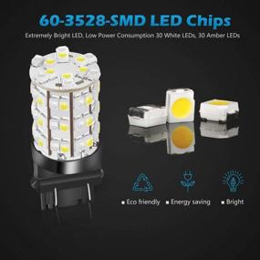 img 1 attached to 🚦 Super Bright 2pcs 3057 3157 3357 3457 Switchback LED Turn Signal Light Bulbs: White Amber Dual Color - 3057A 3157A 3357A 3457A 4157NA 3156 3155