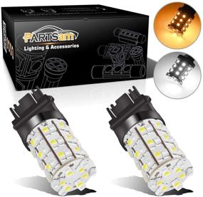 img 4 attached to 🚦 Super Bright 2pcs 3057 3157 3357 3457 Switchback LED Turn Signal Light Bulbs: White Amber Dual Color - 3057A 3157A 3357A 3457A 4157NA 3156 3155