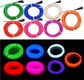 img 3 attached to 🔆 7-Pack El Wire Neon Lights, 9ft with Battery Pack (Red, Blue, Pink, Green, White, Purple, Orange) - Ideal for Halloween DIY Decorations & Costumes