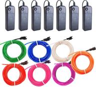 🔆 7-pack el wire neon lights, 9ft with battery pack (red, blue, pink, green, white, purple, orange) - ideal for halloween diy decorations & costumes логотип