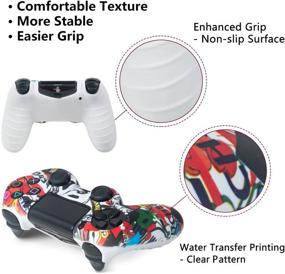 img 3 attached to 🎮 PS4 Controller Skins - Waterproof Silicone Cover Skin with 8 PS4 Thumb Grips - Water Transfer Printing Silicone Protector Case Set for PS4, PS4 Slim, and PS4 Pro Controllers