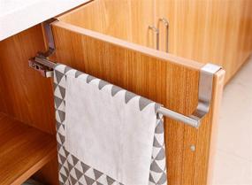 img 1 attached to 🧺 9" Wide Steel Kitchen Cabinet Towel Rack Holder - 2 Pack: Sturdy Over Cabinet Towel Bar