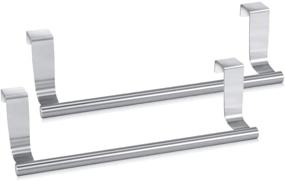 img 4 attached to 🧺 9" Wide Steel Kitchen Cabinet Towel Rack Holder - 2 Pack: Sturdy Over Cabinet Towel Bar