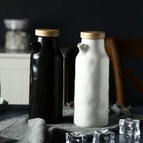 img 1 attached to 🍶 Ceramics Dispenser Bottle: A Stylish Liquid Condiment Dispenser for Kitchen Cooking | 320ml Capacity (Ceramics-W)