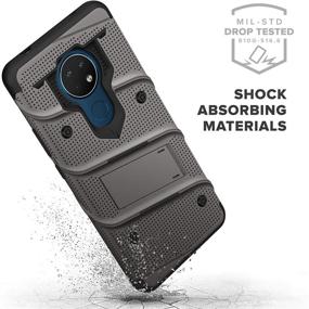 img 1 attached to 📱 ZIZO Bolt Series Gun Metal Gray & Black Case with Screen Protector for Nokia C5 Endi - Kickstand, Holster, and Lanyard Included