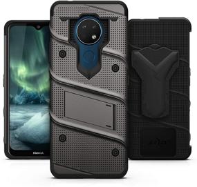 img 3 attached to 📱 ZIZO Bolt Series Gun Metal Gray & Black Case with Screen Protector for Nokia C5 Endi - Kickstand, Holster, and Lanyard Included