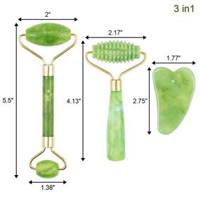 img 3 attached to 🌿 EAONE 5-in-1 Jade Roller Facial Massage Kit - Skin Roller Set with Double Head Jade Roller, Single Head Jade Roller, Gua Sha Tool, and 2 Face Mask Brushes for Face, Eyeball, and Neck Massage