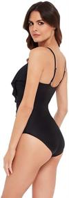 img 1 attached to 👙 Magicsuit Solid Isabel Tummy Control Ruffle Front One Piece Swimsuit with Soft Cups - Women's Swimwear