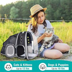 img 2 attached to Siivton Expandable Cat Backpack with Transparent Space Capsule Design - Ideal Pet Carrier for Small Dogs, Cats, Kittens, Birds - Perfect for Hiking, Biking, Walking, Vet Trips