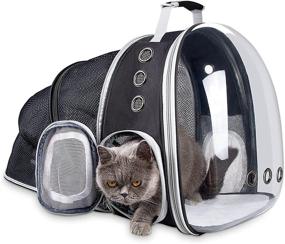 img 4 attached to Siivton Expandable Cat Backpack with Transparent Space Capsule Design - Ideal Pet Carrier for Small Dogs, Cats, Kittens, Birds - Perfect for Hiking, Biking, Walking, Vet Trips