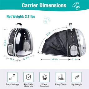 img 3 attached to Siivton Expandable Cat Backpack with Transparent Space Capsule Design - Ideal Pet Carrier for Small Dogs, Cats, Kittens, Birds - Perfect for Hiking, Biking, Walking, Vet Trips