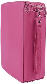 img 4 attached to MarsPie Colored Pencil Case Large Capacity Soft And PU Leather Pencil Holder Organizer 184 Slots (Rose RED)