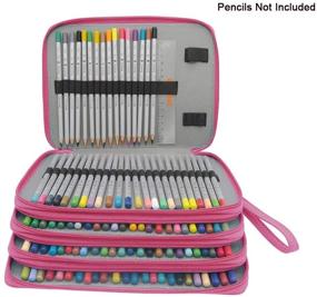 img 1 attached to MarsPie Colored Pencil Case Large Capacity Soft And PU Leather Pencil Holder Organizer 184 Slots (Rose RED)