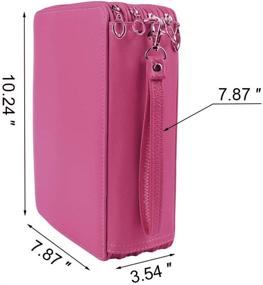 img 3 attached to MarsPie Colored Pencil Case Large Capacity Soft And PU Leather Pencil Holder Organizer 184 Slots (Rose RED)