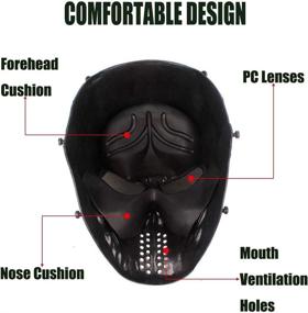 img 1 attached to NINAT Airsoft Mask: Full Face Skull Tactical Eye Protection for Halloween CS Survival Games, Shooting, Cosplay, Movie Scary Masks - Bones Black Silvergrey Wildfire Captain
