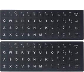 img 4 attached to 🔤 Universal English Keyboard Stickers: 2 Pack Replacement with Black Background and White Lettering - Matte Finish, Each Unit: 0.43" x 0.51