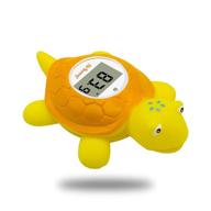 doli yearning baby bath thermometer - room temperature gauge (fahrenheit & celsius) - yellow turtle design - kids bathroom safety essential - bath toy logo